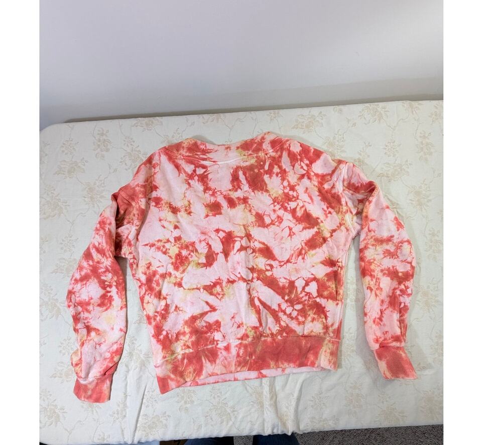 Pilcro Anthropologie Women's M Coral Pink Tie Dye Crewneck Pullover Sweatshirt
